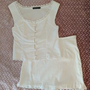 White Lace Trim Blouse by